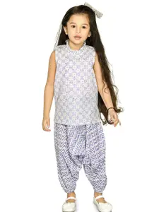 Tiny Bunnies Girls Printed Pure Cotton Top with Dhoti Pants
