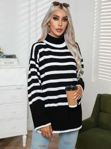 StyleCast Striped Turtle Neck Acrylic Pullover Sweater