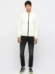 Pepe Jeans Henley Neck Long Sleeves Cut Sew Lightweight Bomber Jacket