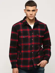Pepe Jeans Checked Spread Collar Cotton Tailored Jacket