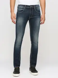 Pepe Jeans Men Slim Fit Low-Rise Clean Look Heavy Fade Whiskers Stretchable Jeans