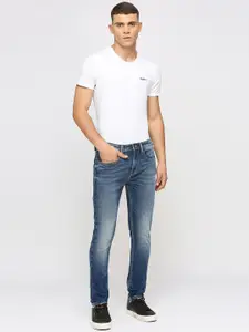 Pepe Jeans Men Skinny Fit Clean Look Heavy Fade Whiskers Stretchable Jeans