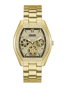 GUESS Men Embellished Dial & Stainless Steel Bracelet Style Straps Analogue Watch U1396G2M