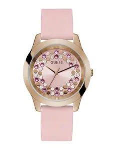 GUESS Women Embellished Dial & Silicon Straps Digital Watch U1357L3M