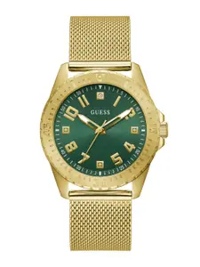 GUESS Men Embellished Dial & Gold Toned Wrap Around Straps Digital Watch U1393G2M