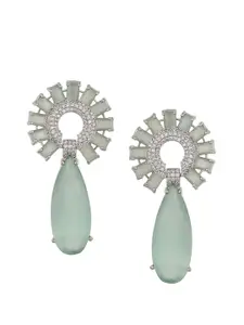 RATNAVALI JEWELS Silver-Plated American Diamond Studded Classic Drop Earrings