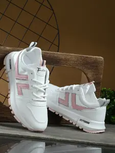 The Roadster Lifestyle Co. Women White & Pink Lace-Up Running Shoes