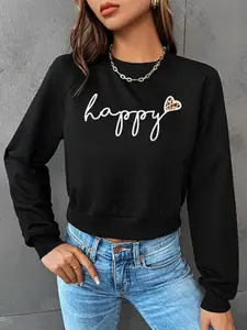 StyleCast Printed Crop Sweatshirt