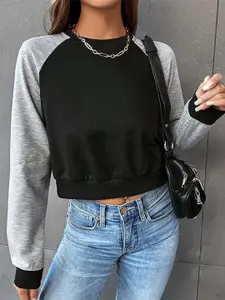StyleCast Black Long Sleeves Crop Pullover