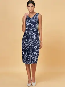 Annabelle by Pantaloons Abstract Printed V-Neck Sheath Dress