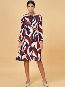 Annabelle by Pantaloons Abstract Printed Ruffles Detail A-Line Dress