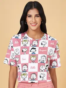 Honey by Pantaloons Snoopy Printed Cotton Crop T-shirt