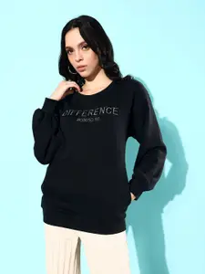 Difference of Opinion Women Embroidered Oversized Sweatshirt
