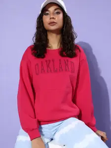 DILLINGER Women Typography Printed Oversized Sweatshirt