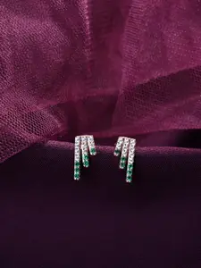 Clara 925 Sterling Silver Rose Gold-Plated Contemporary Studs Earrings