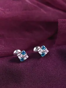 Clara 925 Sterling Silver Rhodium-Plated Contemporary Studs Earrings