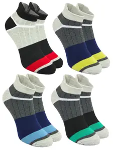 BAESD Men Pack Of 4 Striped Ankle Length Socks