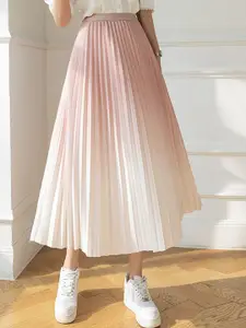 StyleCast Pink & Cream Ombre Dyed Maxi Flared Skirt