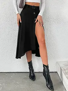 StyleCast Black A-line Midi Skirt