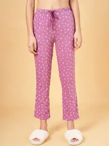 Dreamz by Pantaloons Women Polka Dots Printed Cotton Straight Lounge Pants