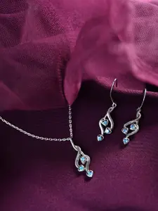 Clara 925 Sterling Silver Rhodium-plated CZ-studded Necklace & Earrings