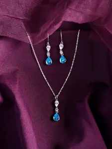 Clara 925 Sterling Silver Rhodium-plated CZ-studded Necklace & Earrings