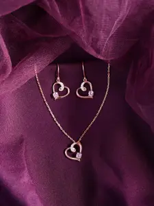 Clara 925 Sterling Silver Rose Gold-plated CZ-studded Necklace & Earrings