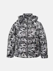 CHKOKKO Boys Camouflage Printed Hooded Puffer Jacket