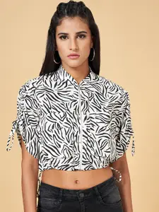 SF JEANS by Pantaloons Abstract printed Henley Neck Puff Sleeves Casual Shirt