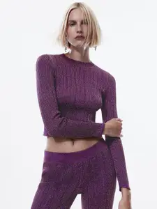 MANGO Women Blingy Crop Pullover