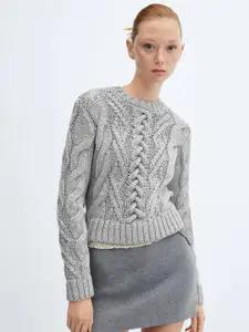 MANGO Shimmery Cable-Knitted Pullover