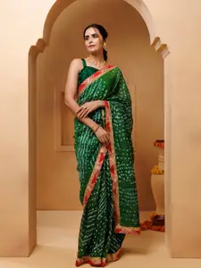 Geroo Jaipur Bandhani Printed Ready to Wear Saree