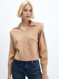 MANGO Polo Collar Shoulder Pads Detailed Pullover