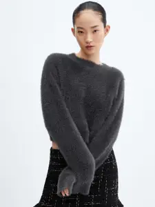 MANGO Women Fuzzy Crop Pullover