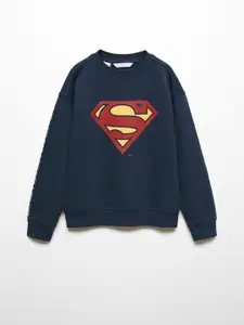 Mango Kids Boys Pure Cotton Superman Printed Sweatshirt