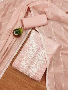 KALINI Floral Embroidered Art Silk Unstitched Dress Material