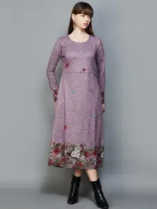 Colour Me by Melange Floral Printed Cotton A-Line Midi Dress