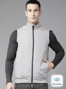 Van Heusen Mock Collar Sleeveless Slim Fit Reversible Bomber Jacket