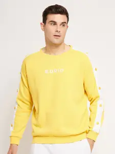 EDRIO Typography Printed Round Neck Fleece Sweatshirt