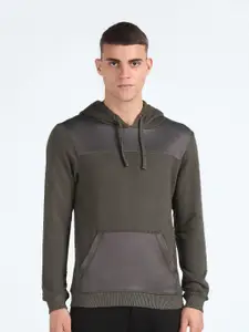 Flying Machine Colourblocked Hooded Round Neck Pullover
