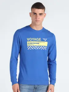 Flying Machine Typography Printed Pure Cotton Pullover Sweatshirt