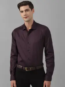 Allen Solly Micro Printed Spread Collar Long Sleeve Slim Fit Cotton Formal Shirt