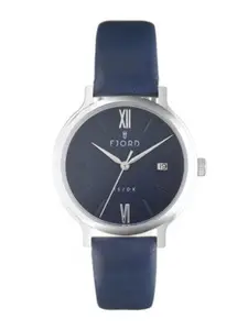FJORD Textured Round Shape Leather Analogue Watch FJ-6048-01