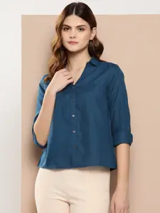 her by invictus Spread Collar Opaque Casual Shirt