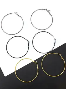 PRIVIU Set Of 3 Circular Hoop Earrings