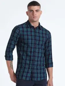 Flying Machine Slim Fit Tartan Checked Pure Cotton Casual Shirt