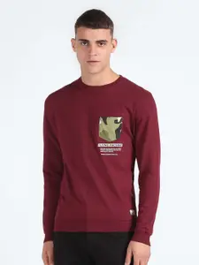 Flying Machine Typography Printed Pure Cotton Pullover