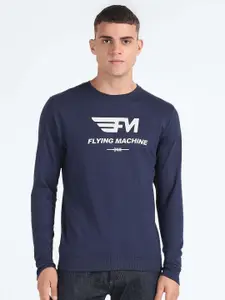 Flying Machine Typography Printed Pure Cotton Pullover