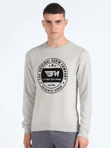 Flying Machine Typography Printed Round Neck Pullover