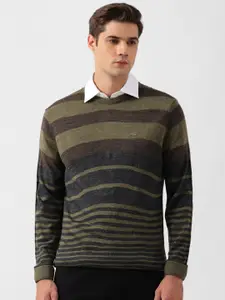 Peter England Casuals Striped Acrylic Pullover Sweater